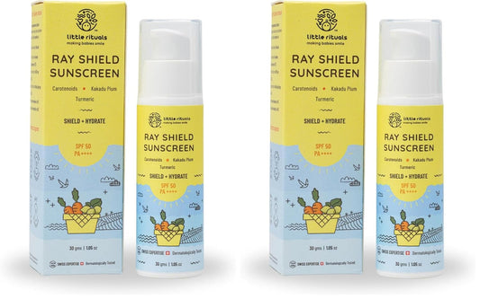 Little Rituals Baby Sunscreen for Kids 0-15 Yrs SPF 50 PA++++ Organic & Natural Lotion, UVA UVB IR, Blue Light, Wifi Radiation, Protection, Hypoallergenic, SWISS Tech, Daily Use Sunblock - 30gm