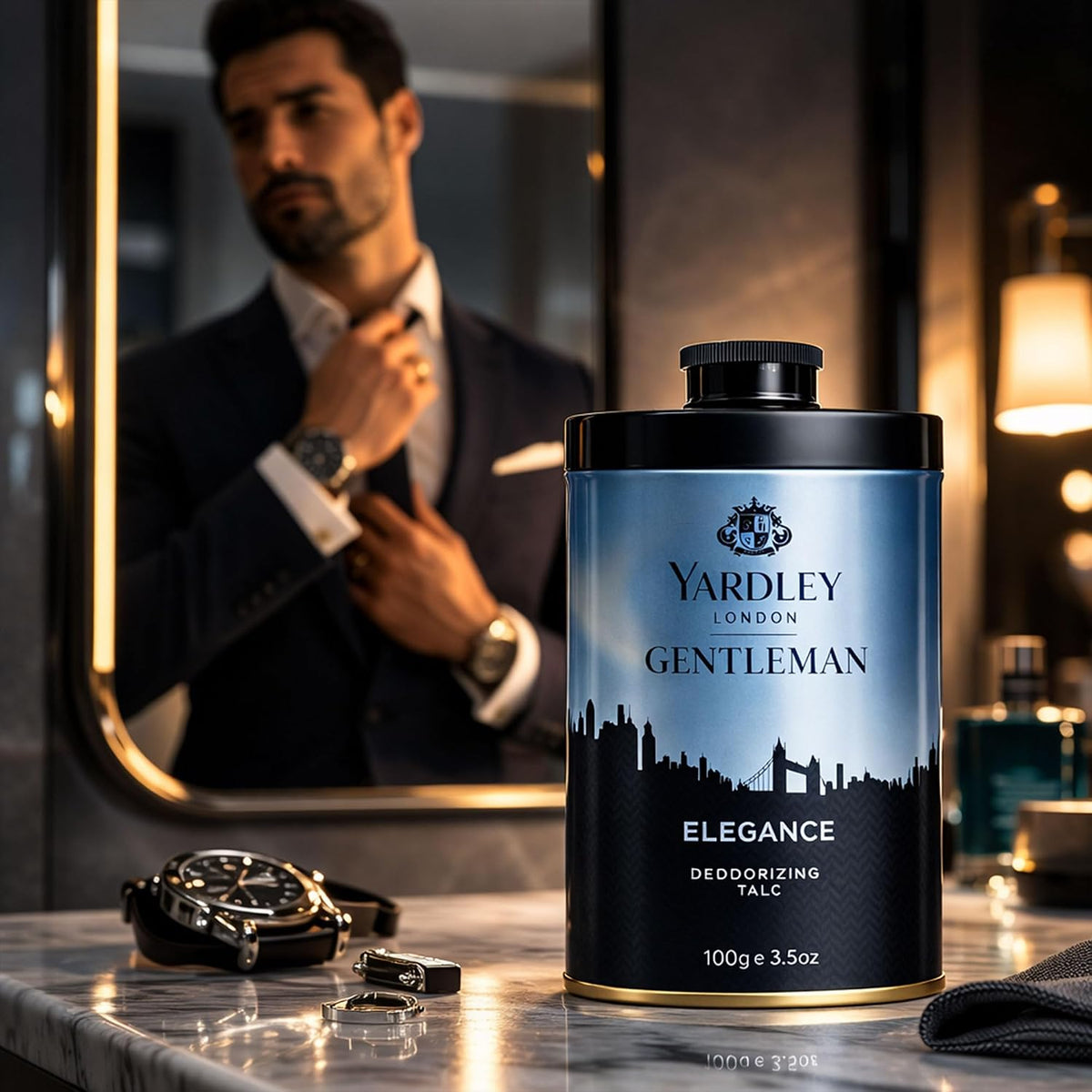 Yardley London Elegance Deodorizing Talc for Men, 100g