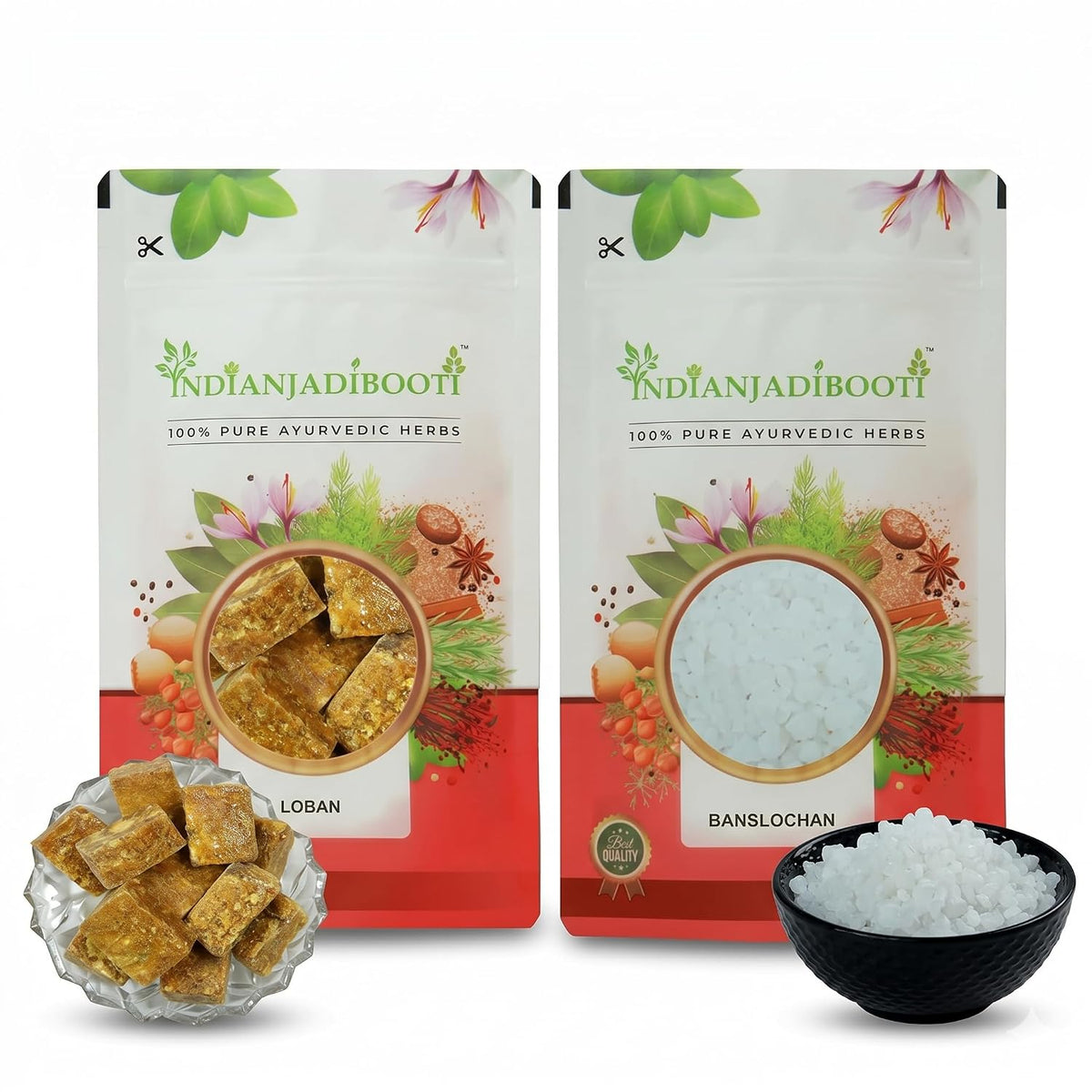 IndianJadiBooti Elite Rejuvenation Bundle: Banslochan & Loban Spl – For Bone Density, Respiratory Support & Pure Ambient Energy – 100gm Each