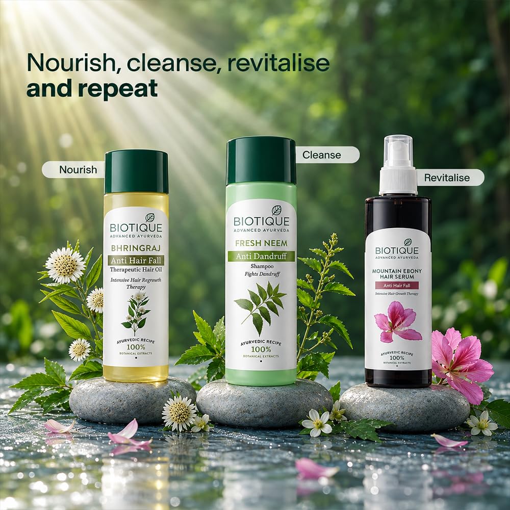 Biotique Fresh Neem Anti Dandruff Shampoo and Conditioner | Controls Dandruff | Eliminates Dryness, Flaking, and Itching | Hair Looks Fresh and Lustrous |Suitable for All Skin Types | 650ml