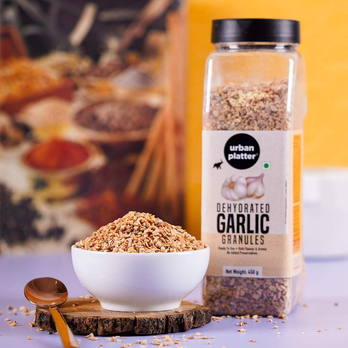 Urban Platter Dehydrated Garlic Granules Shaker Jar, 100g / 3.5oz [Versatile, Savoury, Great Flavour]