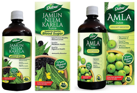 Dabur Jamun Neem Karela Juice - 1L & Dabur Amla Juice -1L COMBO