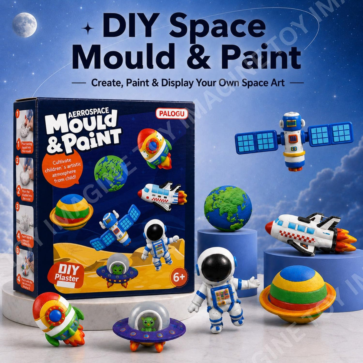 Toy Imagine DIY Space Mould & Paint Craft Kit for Kids Age 6-12 Years