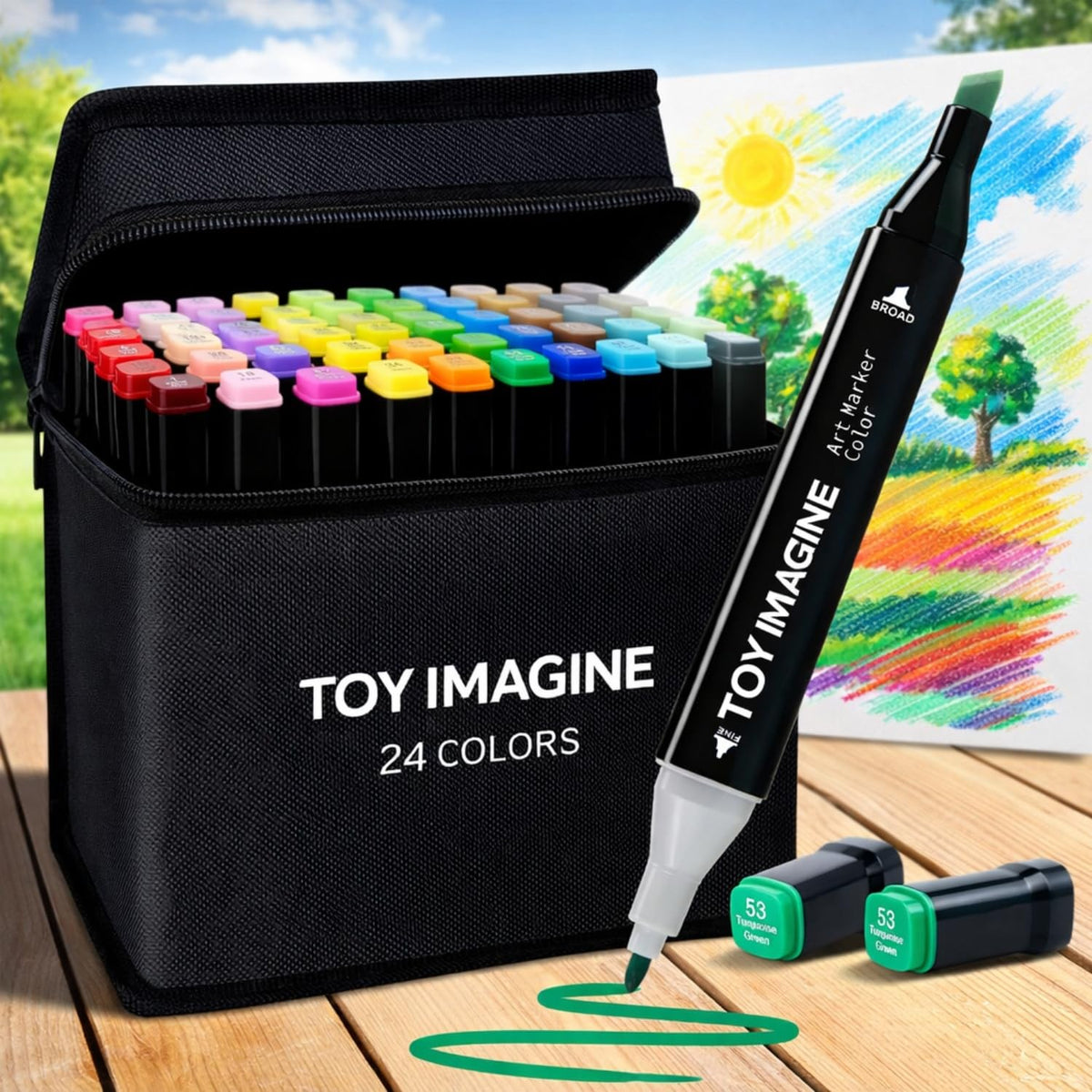 Toy Imagine 24 Dual Tip Art Markers Sketch Pens for Kids Adults Artists