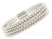 NMII Metal Base Metal with Ball Chain Linked Glossy Finished Kada Set For Women and Girls