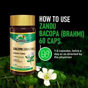 Zandu Bacopa (Brahmi) Capsules: An Age Old Ayurvedic Remedy Made Using Natural Extracts of Brahmi| Helps Improve Focus & Learning- 60 Veg capsules (Pack of 2)