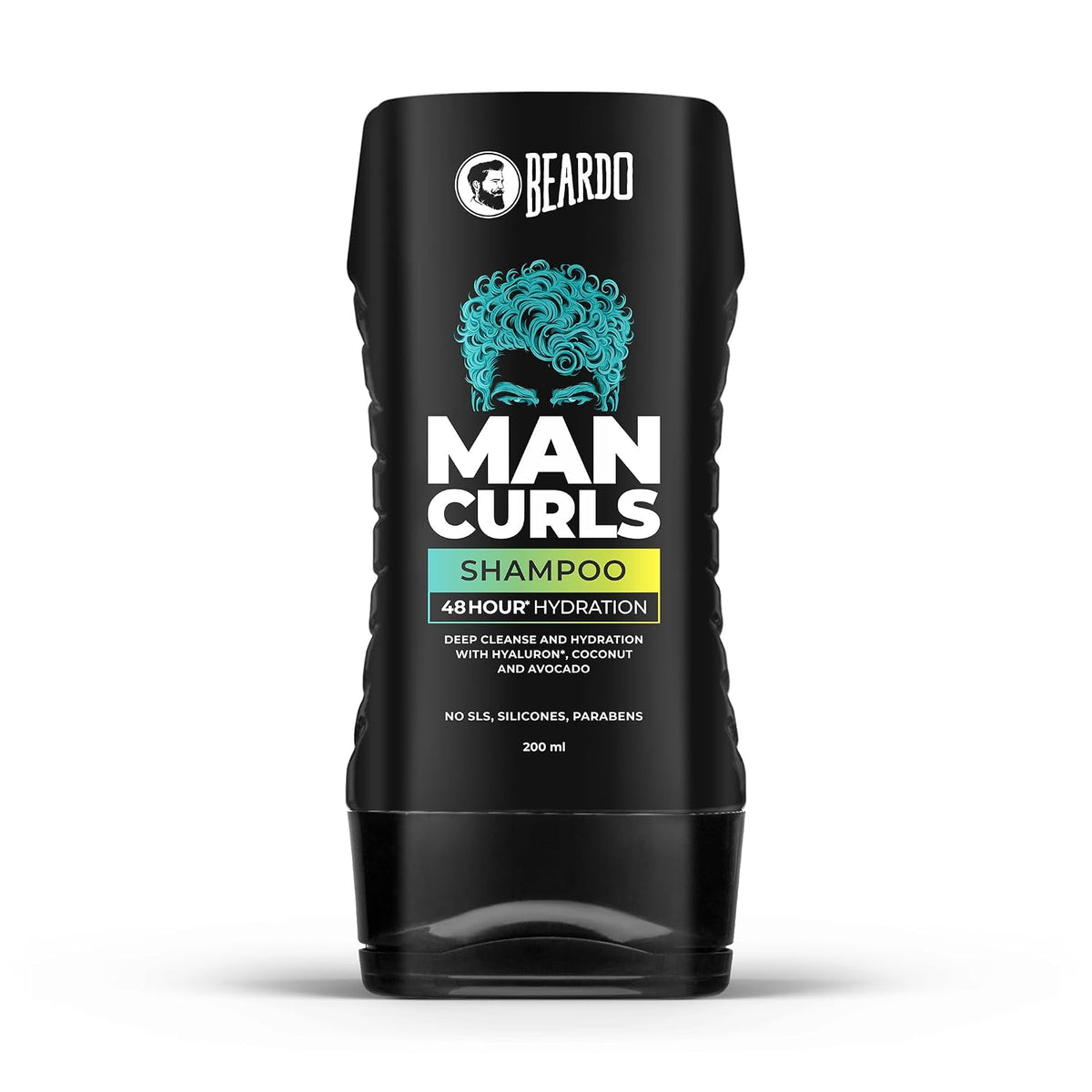 Beardo Man Curls Shampoo for Frizzy, Dry, Wavy & Curly Hair | Moisturizing Gentle Cleanser | Infused with Hyaluron, Avocado & Coconut | Sulphate, Silicone & Parabens Free | 200ml