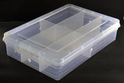 NMII Multipurpose Plastic Storage Box with Partitions | Transparent Organizer with Secure Lid | Ideal for Stationery, Craft Supplies, Tools, and Jewellery, Accessories | Lightweight-(6 Partitions)