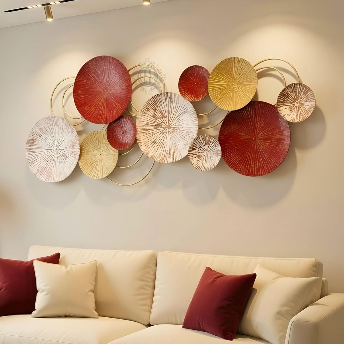 DSH CRAFTING YOUR CURIOSITY Metal Wall Art Wall Hanging Sculpture Perfect For Home, Hotel,Restaurant, Living room Decoration. (20-CIRCLE-RED)