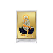 DIVINITI 24K Gold Plated Religious Car Dashboard Frame | Premium God Idol Frame for Car, Home Mandir & Office Table | Spiritual Gift, Decorative Showpiece | Shirdi Sai Baba
