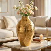 DSH Metal Hammered Flower Vase 15 Inch for Living Room, Home, Office, Center Table, Console Table, Shelf Styling & Event Decoration