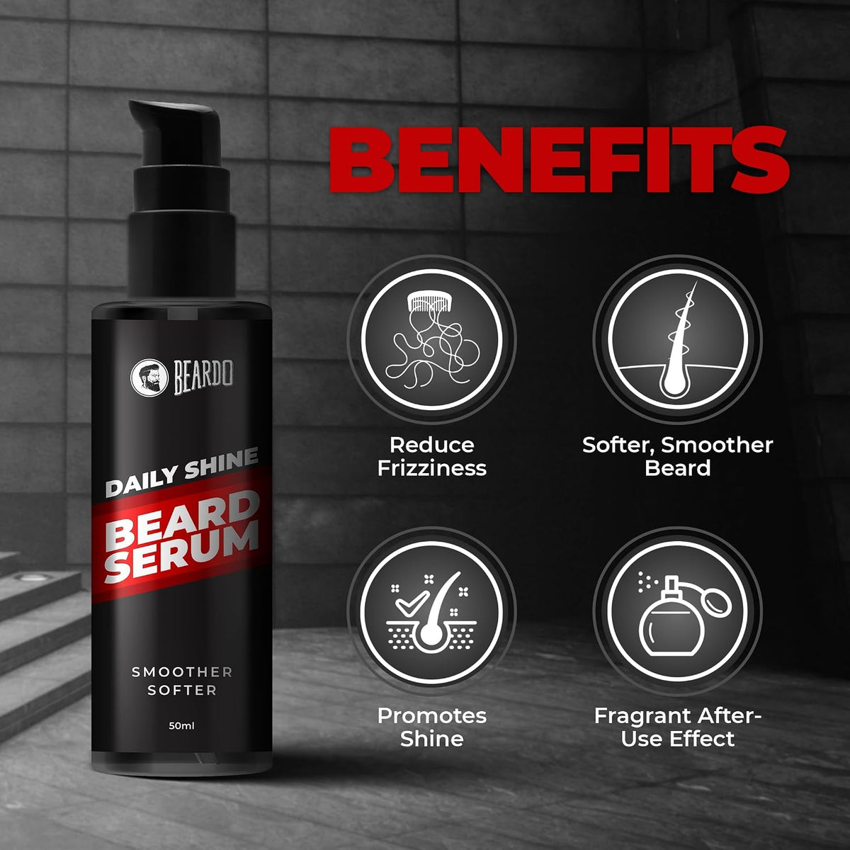 Beardo Beard Serum, 50 ml | Daily use beard serum for men | Softens and Smoothens Rough Beard | Gives Healthy look to Beard | Shiny and Nourished Beard