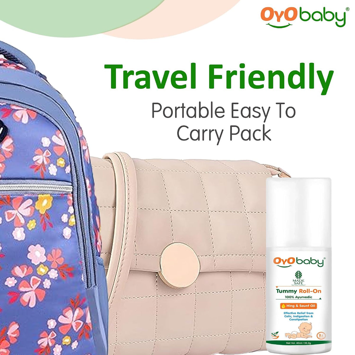 OYO BABY Tummy Roll-On for Babies | Colic Relief, Constipation & Indigestion | Hing & Saunf Formula |100% Ayurvedic - 40ml - Pack of 1