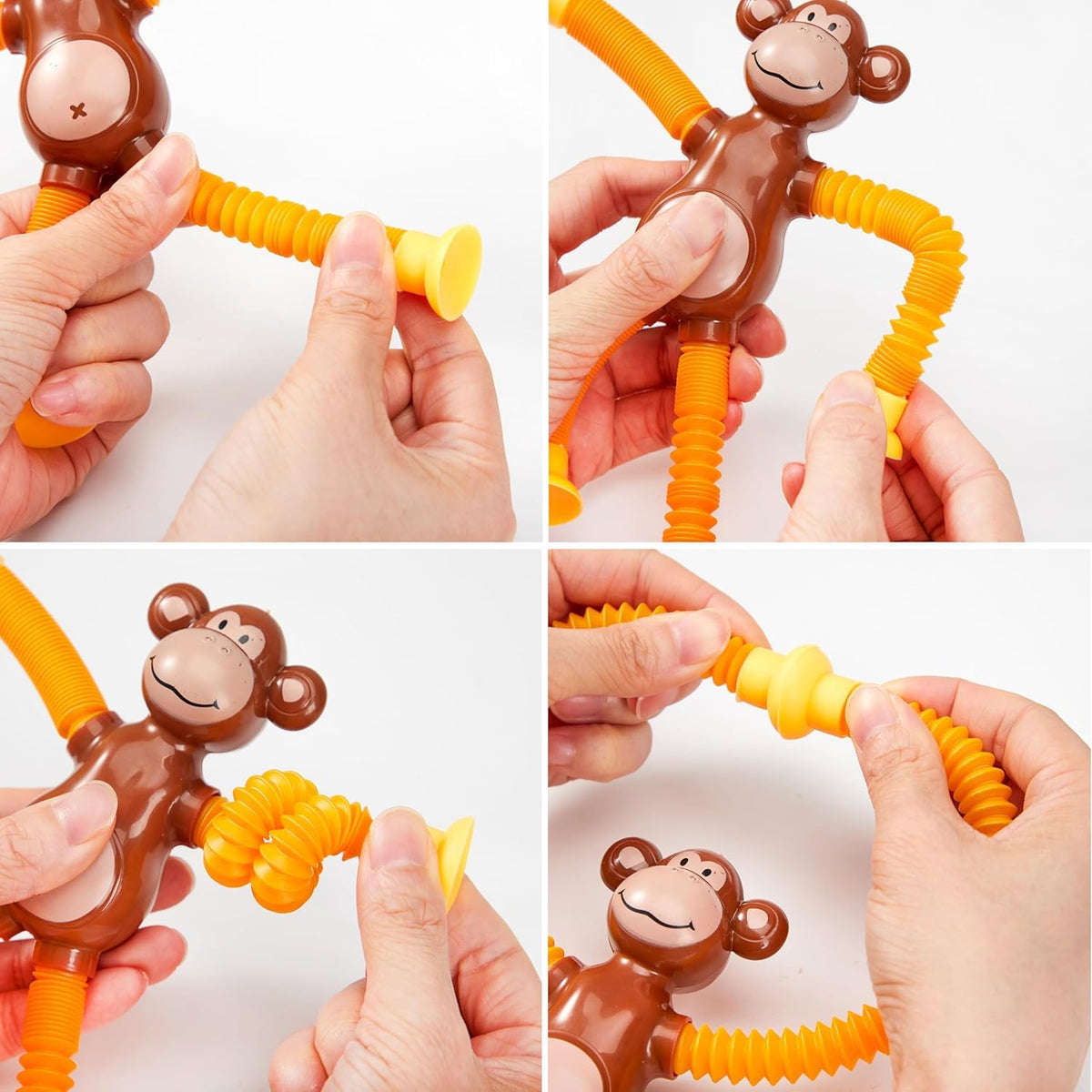 Toy Imagine Telescopic Monkey Suction for Toddlers 2 Pcs – Stretchy Travel Play for 1–3 Year Old Boys & Girls | Flexible Arms | Suction Cups | Sensory Activity | Travel Essential