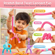 Toy Imagine Pack of 12 Telescopic Suction Toys Giraffe for Kids Birthday Return Gift Set Bulk Gifting Party Favor Toys for Kids Boys Girls