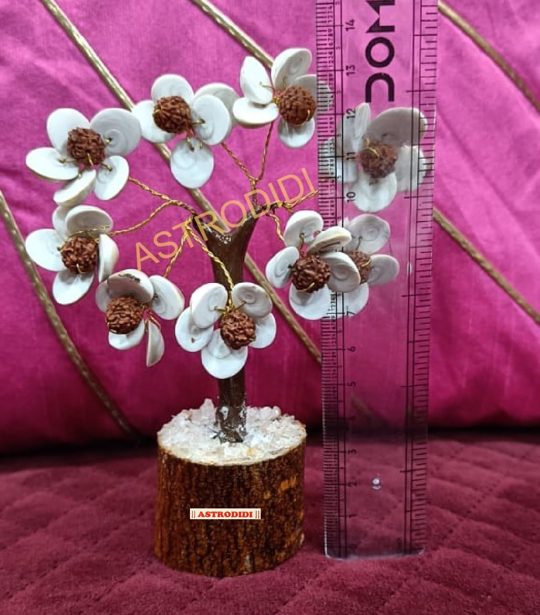 Astrodidi Gomti Chakra Stone & Rudraksha Beads Tree | Multicolour Spiritual Home Decor Gomati Stones Showpiece | Traditionally Associated with Prosperity and Good Fortune | Decorative Gift Item