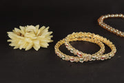 NMII Golden Metal Bangles Set For Women & Girls with Zircon Diamond Stone | Traditional Rajwadi Girl's Bangles Kangan | Fancy Women's Fashion Jewellery | Perfect for Wedding, Party, Festive- Set of 4