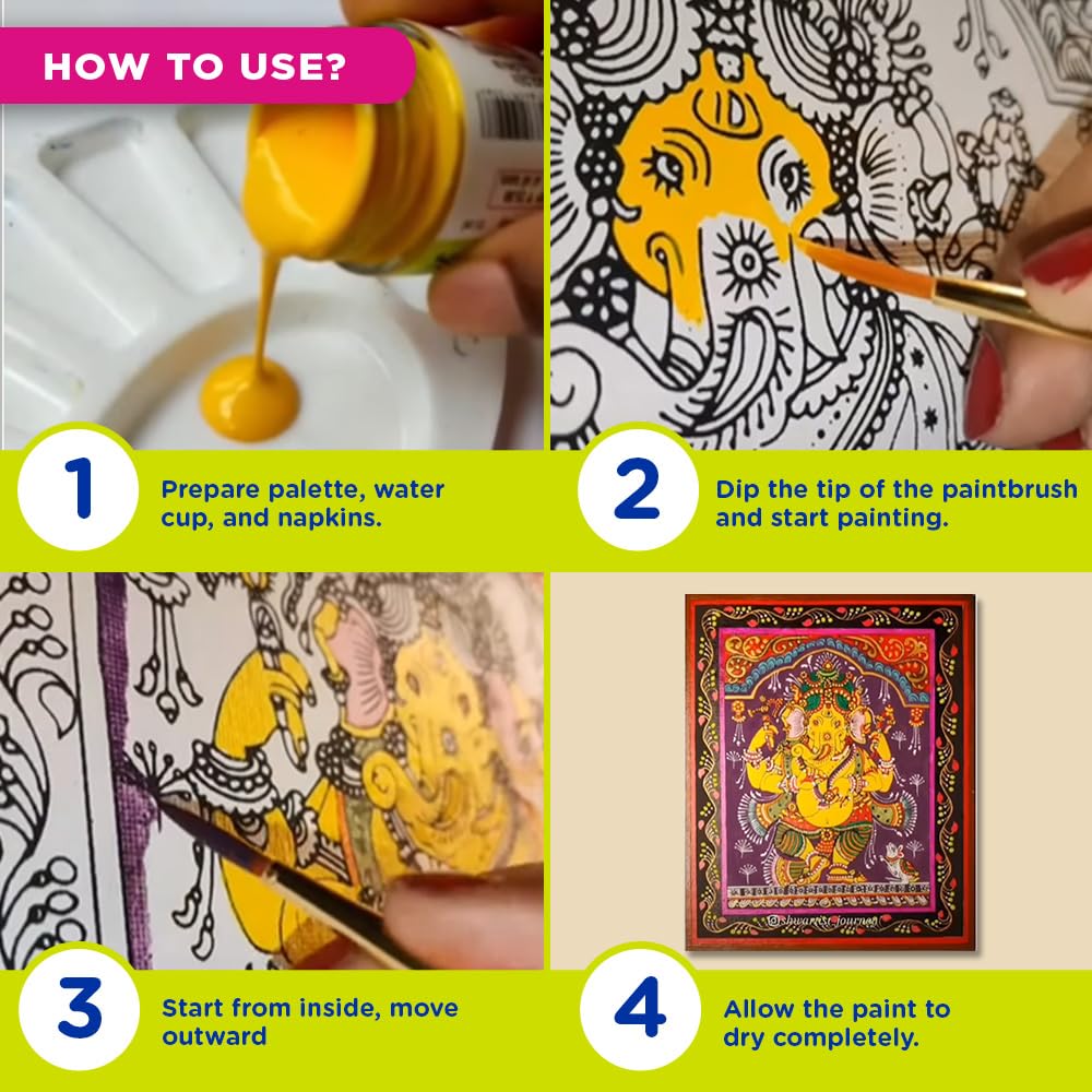 Fevicryl Art of India Pattachitra Kit, Acrylic Paints 12 Shades, 2 Round Brushes, 2 Pre-Designed Canvases, Ideal for Festive Gifting, Artists, Students