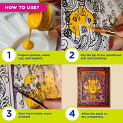 Fevicryl Art of India Pattachitra Kit, Acrylic Paints 12 Shades, 2 Round Brushes, 2 Pre-Designed Canvases, Ideal for Festive Gifting, Artists, Students