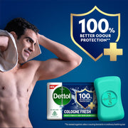 Dettol Cologne Fresh Bathing Soap Bar with 100% better odour protection- 150g Pack of 8, (600gm)