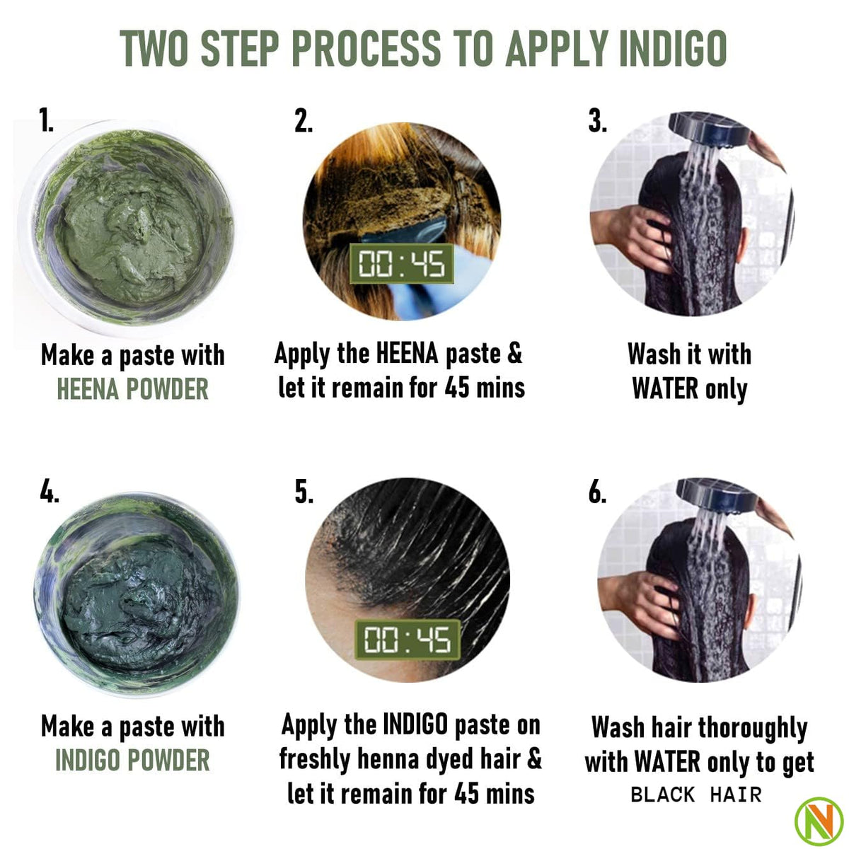 NatureVit Indigo Powder 1 Kg | 100% Pure & Natural Hair Color | Chemical-Free Indigo Leaf Powder | Conditions & Protects Hair | Ideal for Grey Coverage & Hair Health