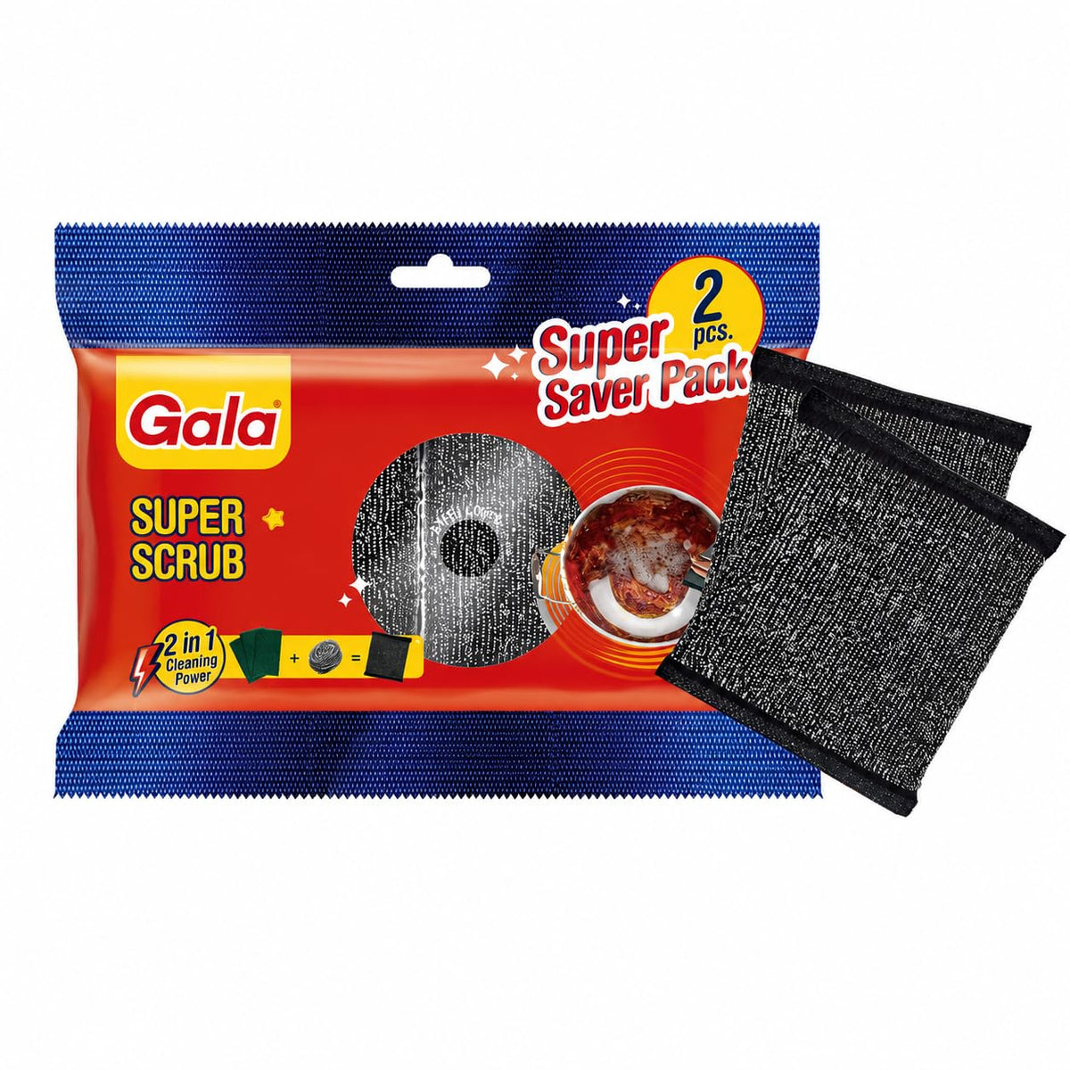Gala Super Scrub Set for Utensil Cleaning(Black, 2 Pieces)