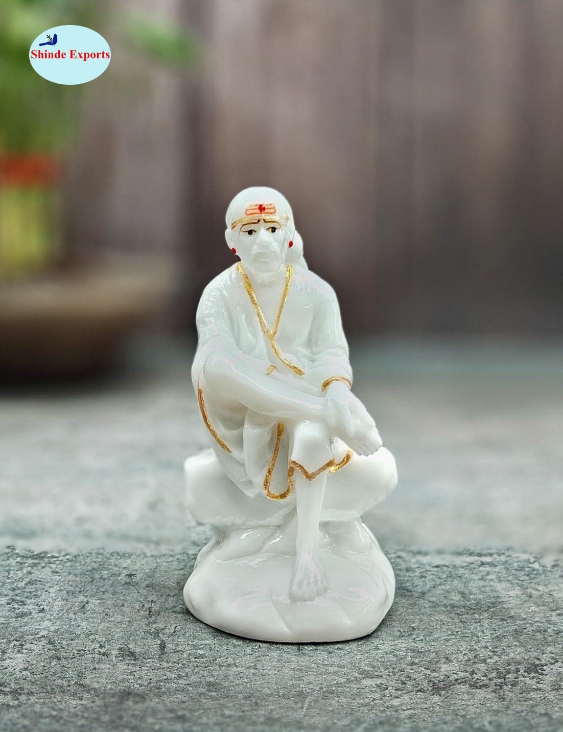 SHINDE EXPORTS shirdi saibaba Marble Idol Statue murti Home Murty for car (4.5 inches)