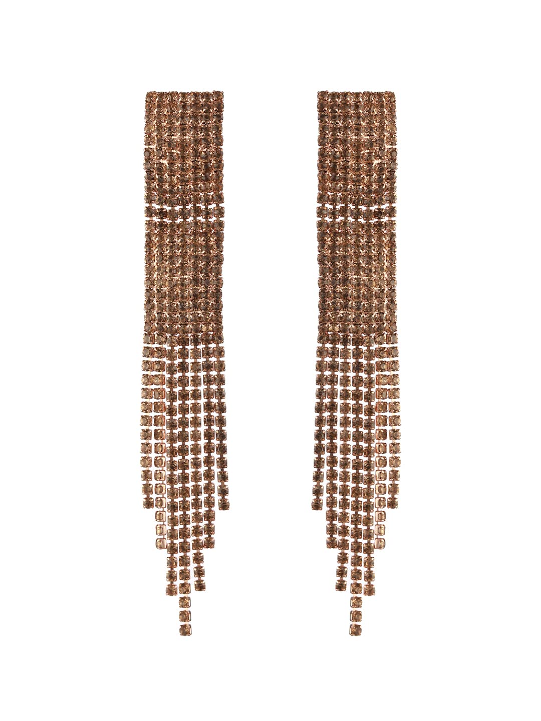 Priyaasi Black Block Tasselled Studded Rose Gold-Plated Drop Earrings