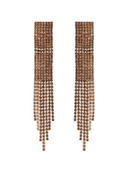 Priyaasi Black Block Tasselled Studded Rose Gold-Plated Drop Earrings