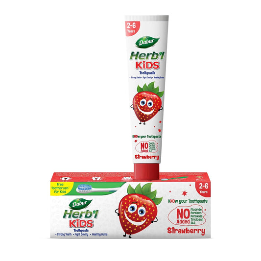 DABUR Herb'L Kids Toothpaste For 2-6 Years (Strawberry Flavour) - 80G