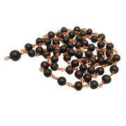 Aalayam Selveer Karungali Malai Copper Original 6mm, Natural Black Ebony Wood, 6mm Bead Size, 54 Beads, Black Color, 1 No