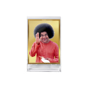 DIVINITI Sathya Sai Baba Photo Frame for Car Dashboard, Table Decor| ACF 3 Classic Sathya Sai Baba and 24K Gold Plated Foil| Religious Frame Idol for Pooja, Worship, Gifts Items (11.0X 6.8 CM)