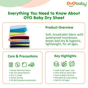 OYO BABY Dry Sheet for Baby - Medium Pack of 3 (70x100 cm) | Quick Dry & Absorbent Waterproof Bed Protector | Reusable Soft Breathable Mattress Sheet for New Born Baby (Royal Blue, Grey & Salmon Rose)