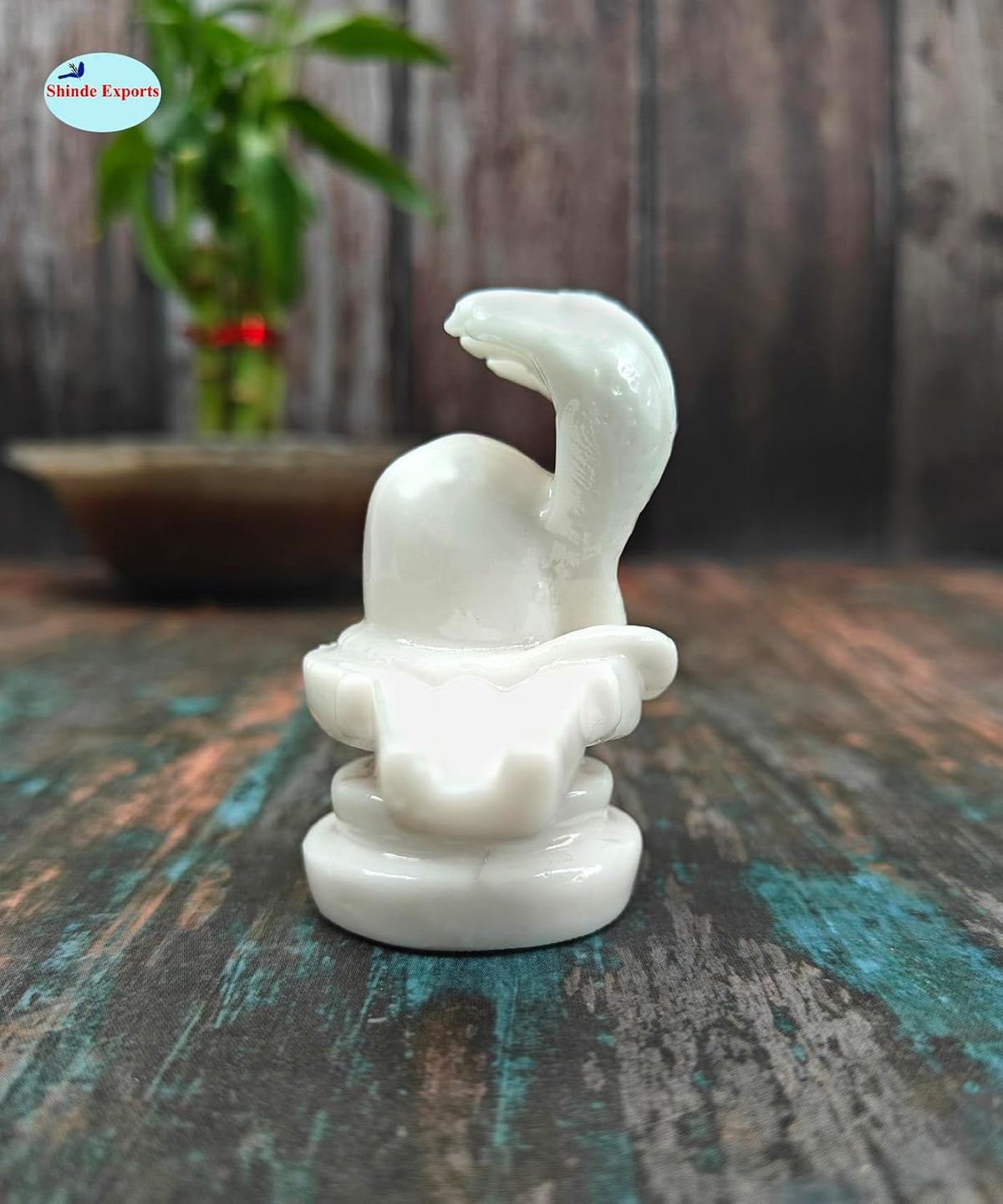 SHINDE EXPORTS shivlingam Pooja shivling White with Snake for Home Temple puja (White)