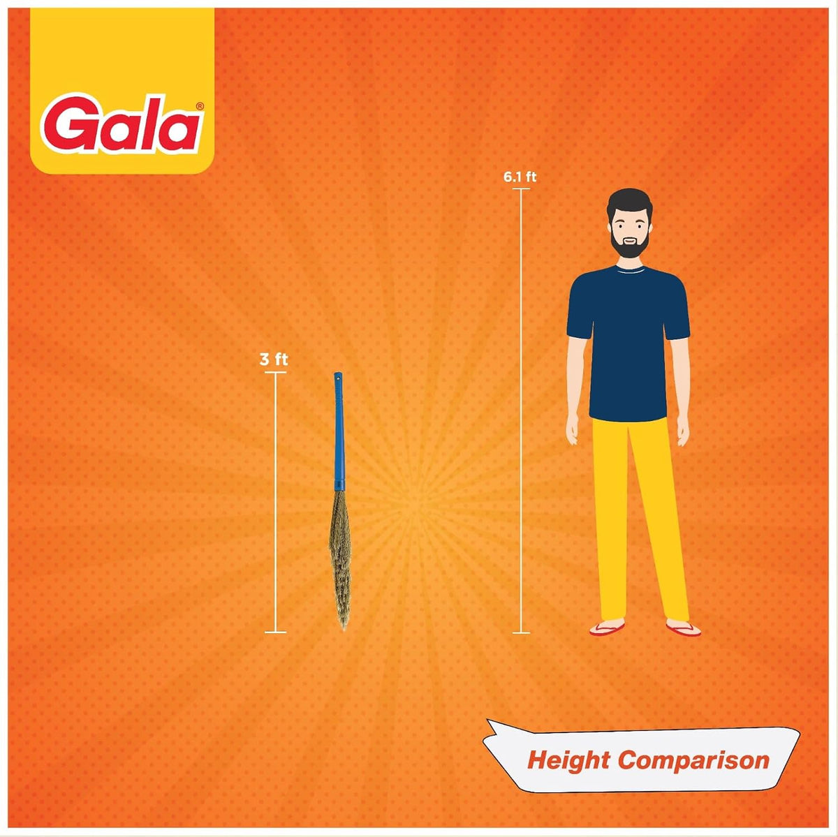 Gala No Dust Broom Extra Long (For Floor Cleaning Multipurpose, Fiber) (149629)