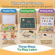 Toy Imagine Wooden Magnetic Chalkboard – Double-Sided Educational Learning Board with Chalk, Marker & Duster – Small Green & White Writing Board for Kids (3+ Years)