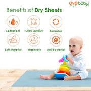 OYO Baby Instadry Anti-Piling Fleece Extra Absorbent Quick Dry Sheet for New Born Babies, Bed Protector Mattress, Reusable Waterproof Baby Cot Sheet for Toddler Infant, Large Size 140x100cm, Blue