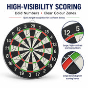 Toy Imagine 18 Inch Double-Sided Dart Board Set with 6 Darts