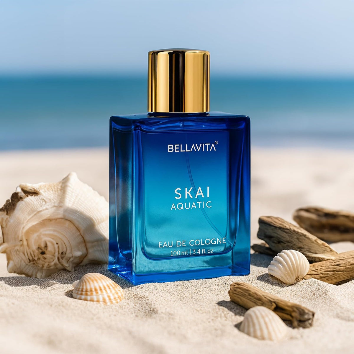 Bella Vita Luxury Skai Aquatic Unisex Eau De Cologne Liquid With Bergamot, Lavender & Patchouli|Premium, Long Lasting Woody Fragrance For Men & Women, 100 Ml