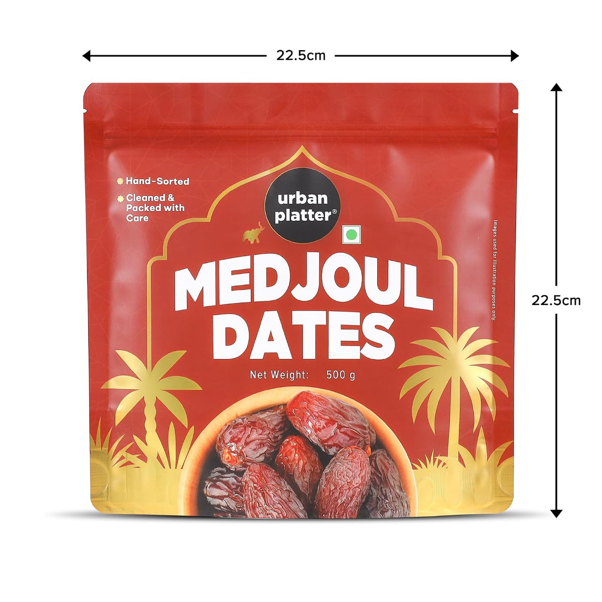 Urban Platter Medium Medjoul Dates, 500g (Hand-Sorted | Moist & Caramelly Texture | Perfect for Snacking & Gifting)