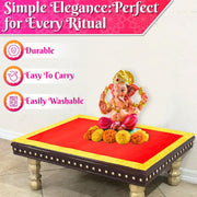 Bhakti Lehar Red Velvet Pooja Cloth | Aasan for God Idol Sitting, Mandir Shelf, Puja Chowki Table and Home Temple Decoration - Pack of 4 (18 x 24 Inch)