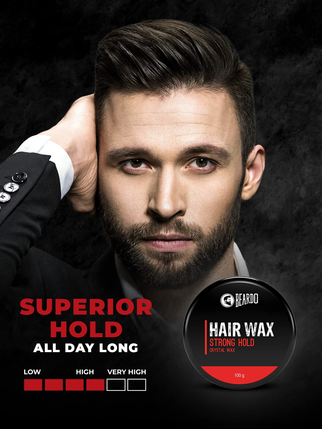 Beardo Stronghold Hair Wax, 100 gm (Pack of 2) | Crystal Hair Wax | Styling | Glossy Finish | Shine | Strong Hold