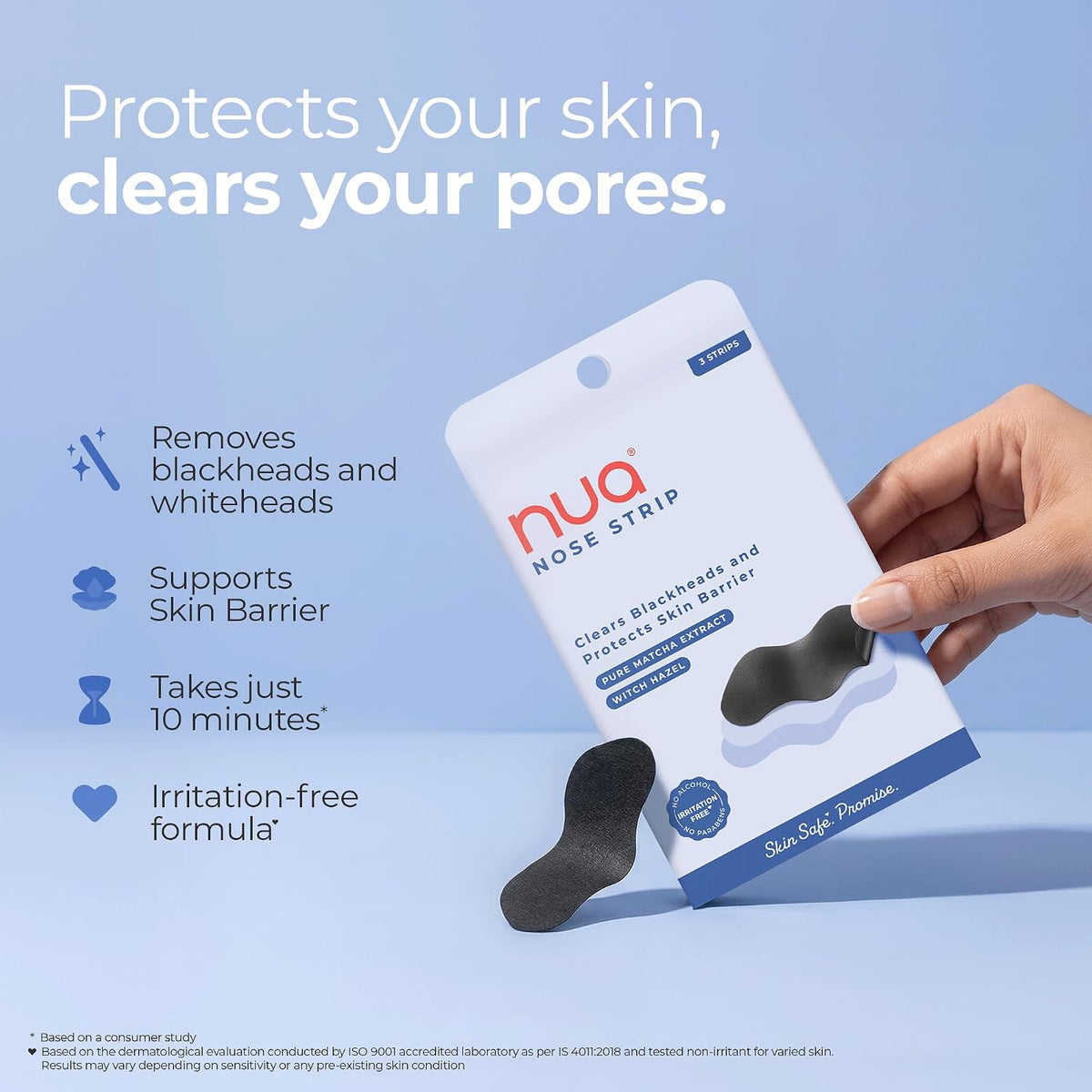 Nua Nose Strip - Pack of 2 | Removes Blackheads & Whiteheads | Pure Matcha and Witch Hazel | 100% Natural Extracts| Absorbs Excess oil & Sebum | Works within 10 minutes | Protects Skin Barrier | Safe on Skin