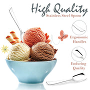 Parage Stainless Steel Set of 12 Ice Cream Spoons, Silverware Spoon Set, Dinner Spoon Length 13.5cm, Food Grade Silverware for Home & Kitchen, Durable Stylish, 12 Silver Spoons