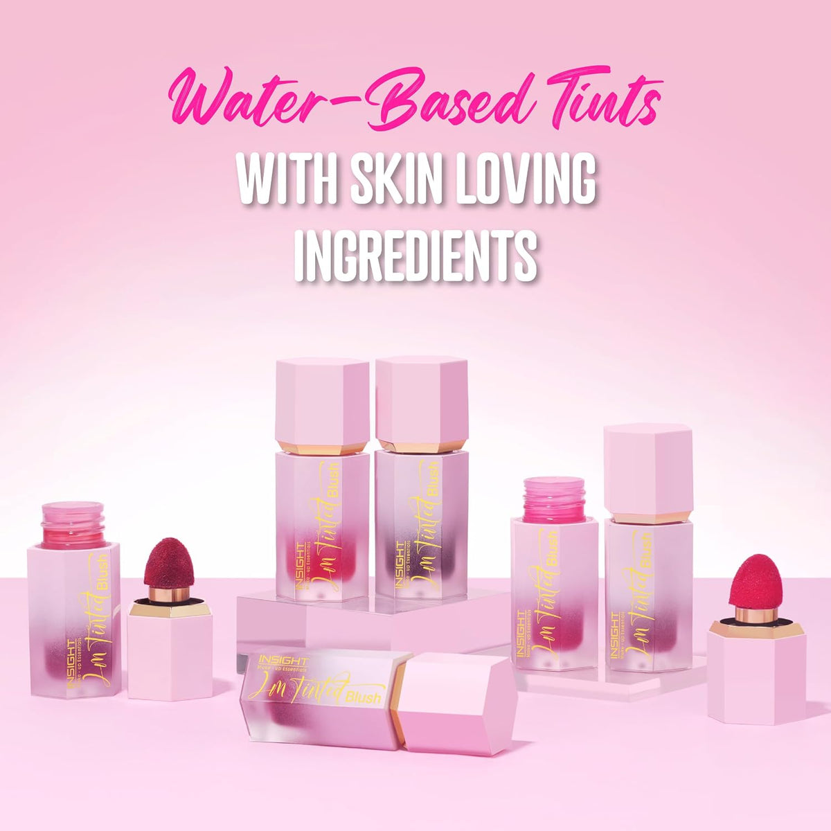 INSIGHT I'm Tinted Blush – Ruby Glow (6g) | Niacinamide-Infused | Water-Based Tint | Lightweight & Long-Lasting | Buildable Formula with Built-In Sponge Applicator