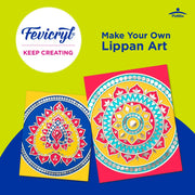Fevicryl Art of India Lippan kit, Acrylic Paints 6 Shades, 1 Round Brush, Pre-Designed Canvas, Mouldit, Ideal for Festive Gifting, Artists, Students