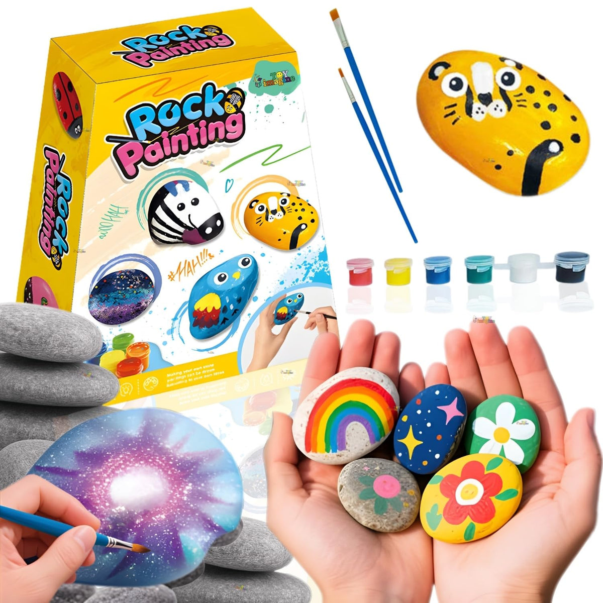 Toy Imagine Rock Painting Kit for Kids 6-12, DIY Stone Art & Craft Set