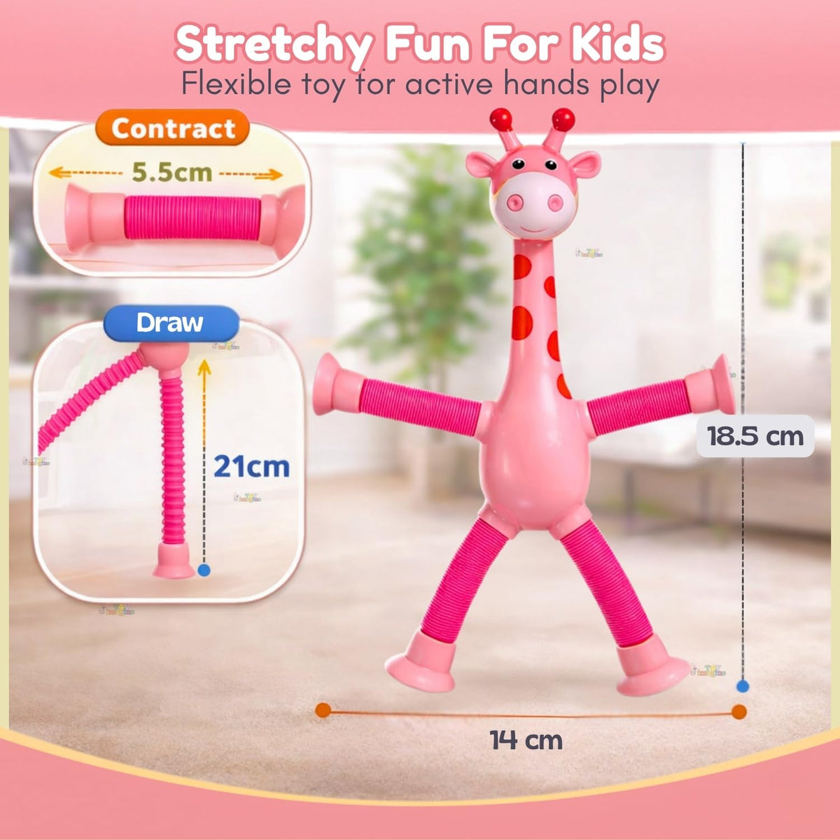 Toy Imagine Pack of 12 Telescopic Suction Toys Giraffe for Kids Birthday Return Gift Set Bulk Gifting Party Favor Toys for Kids Boys Girls