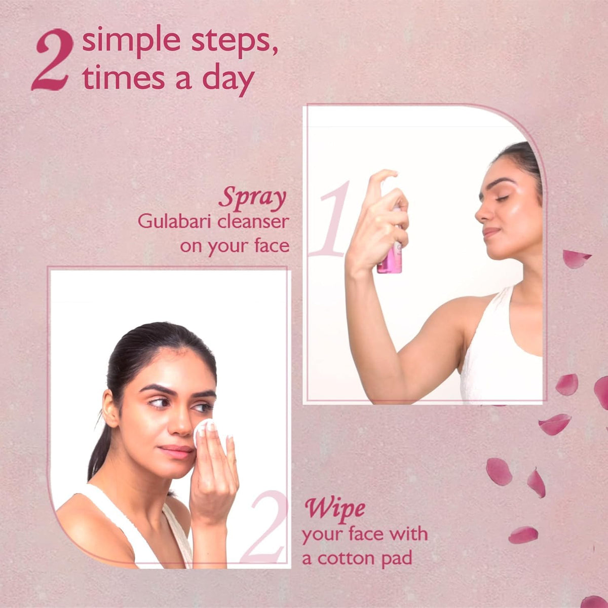 Dabur Gulabari Rose Glow Face Cleanser - 400ml (100ml*4) | Gentle Cleanser for All Skin Types | Cleaner, Balanced & Hydrated Skin