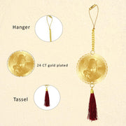 Diviniti 24K Gold Plated Double Sided Lord Shiva and Yantra Car Hanging Dangler|Mahadev Hanging New Car and New House Interior Decor Divine Car Accessories for Positive Energy Protection Safety